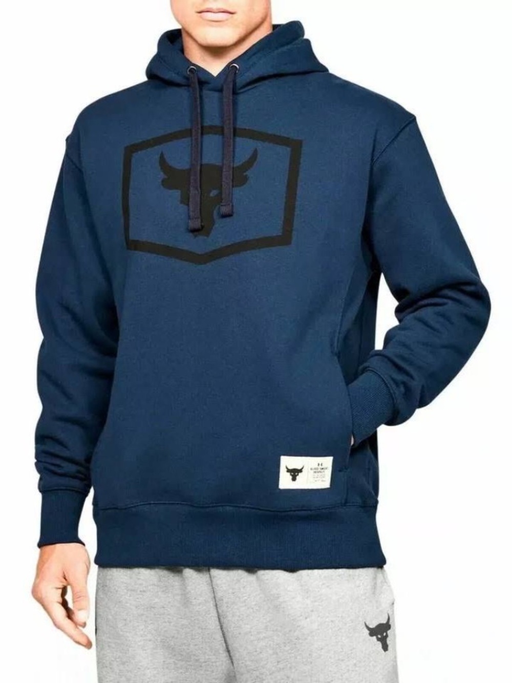 under armour mens Project Rock Warm-Up Hoodie navy
